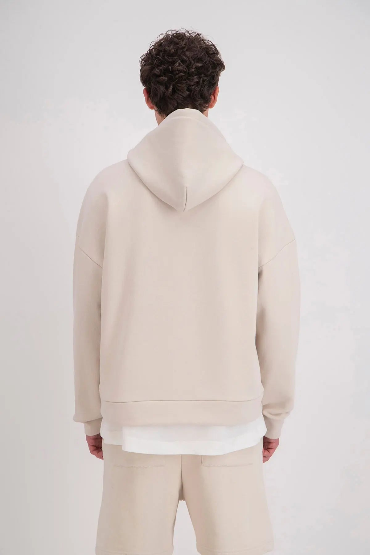 Veste Beige Coeur Blanc avec capuche et fermeture Zip bonhomme