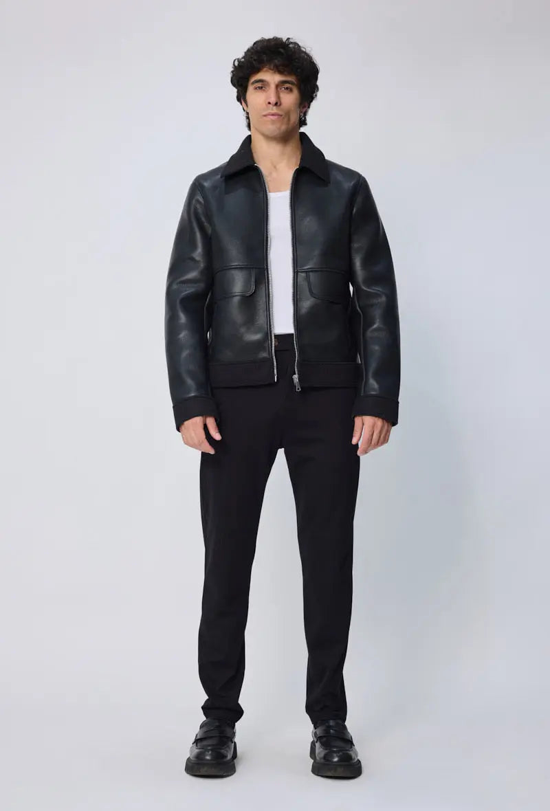 Blouson aviateur noir col classique homme bonhomme