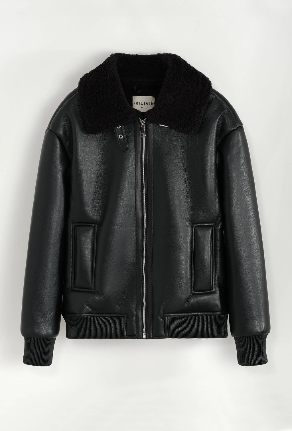 Blouson aviateur noir col sherpa homme bonhomme