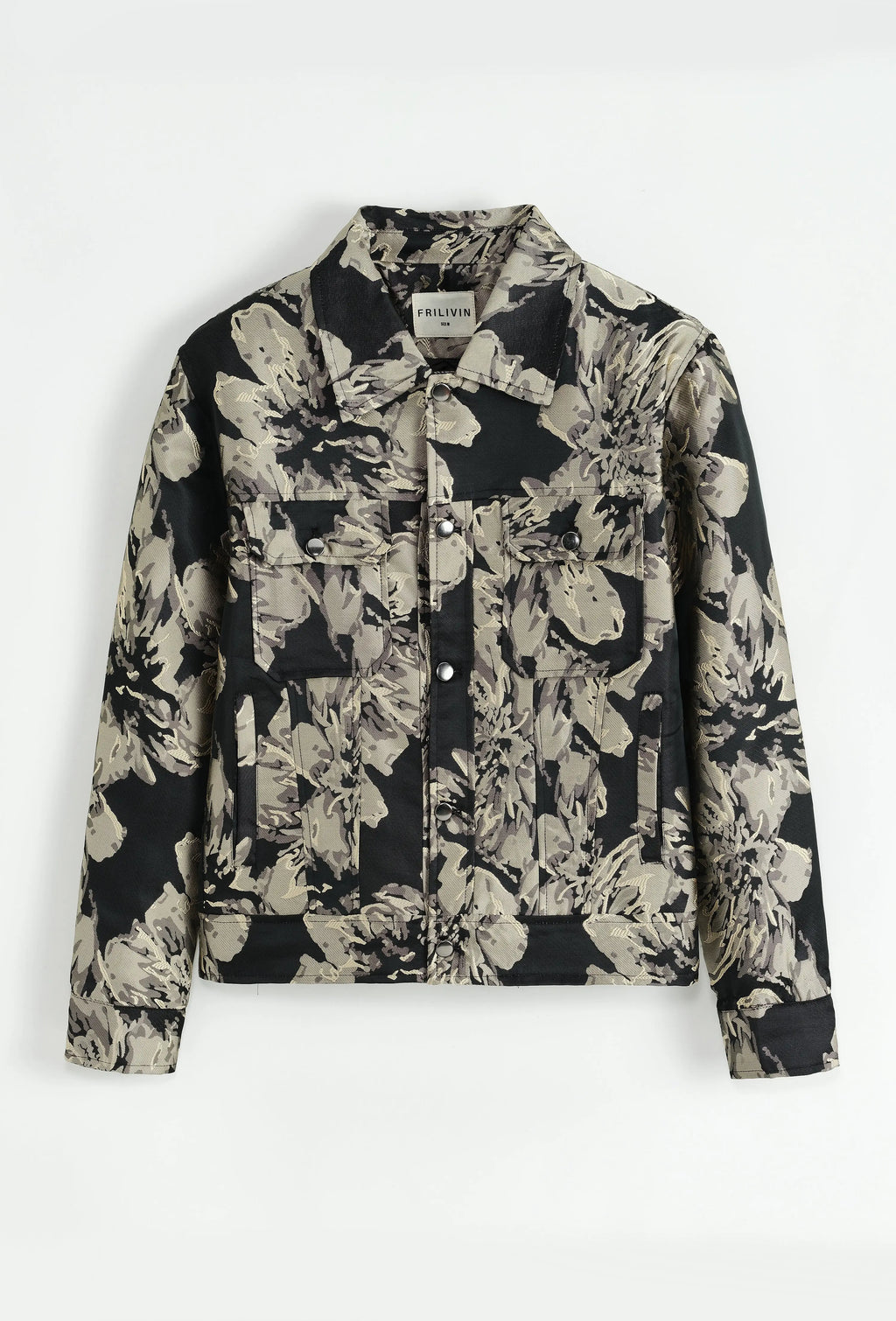 Veste en jean beige doré imprimé floral homme bonhomme