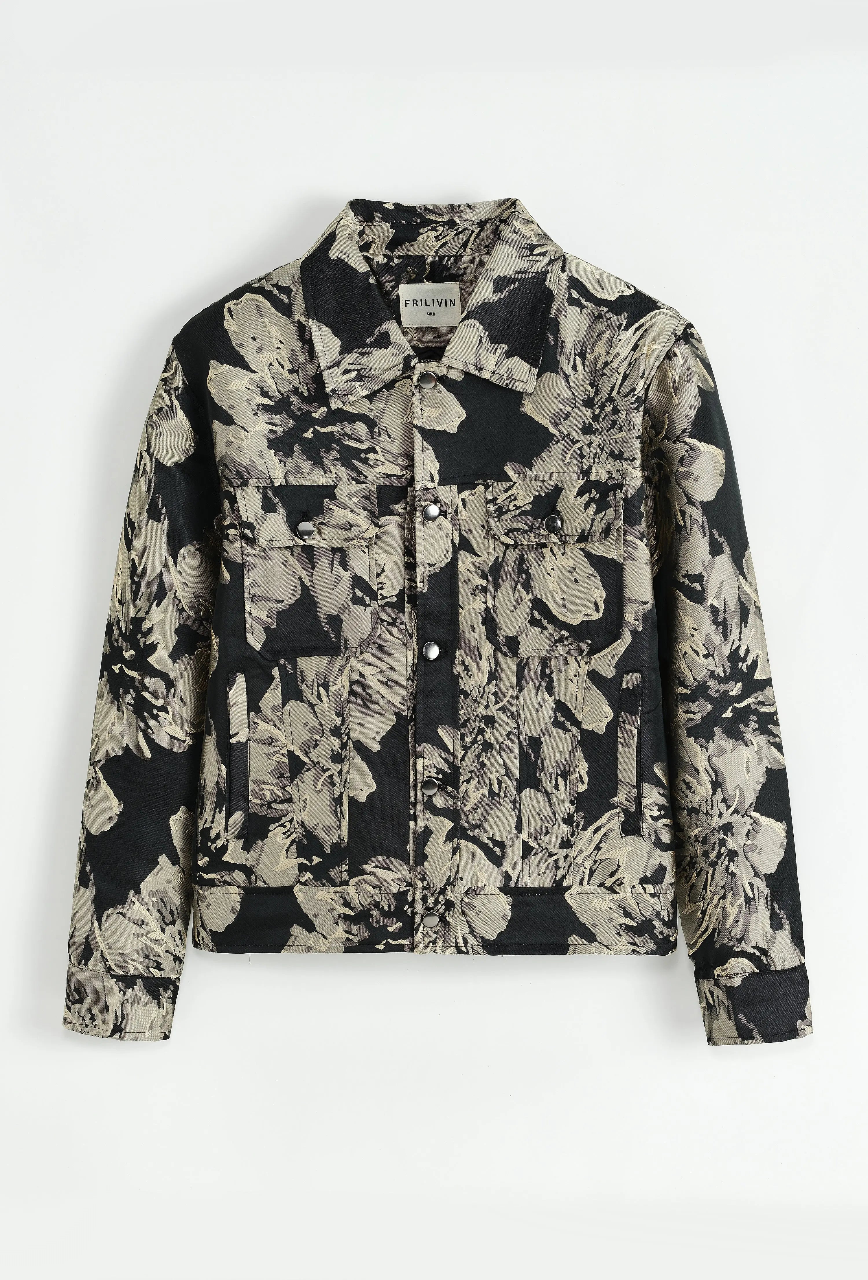 Veste en jean beige doré imprimé floral homme bonhomme