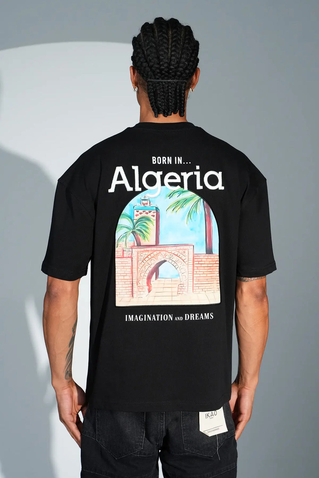 Tee Shirt Born In Algeria Noir - bonhomme