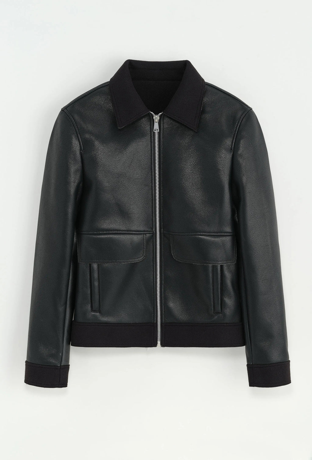 Blouson aviateur noir col classique homme bonhomme