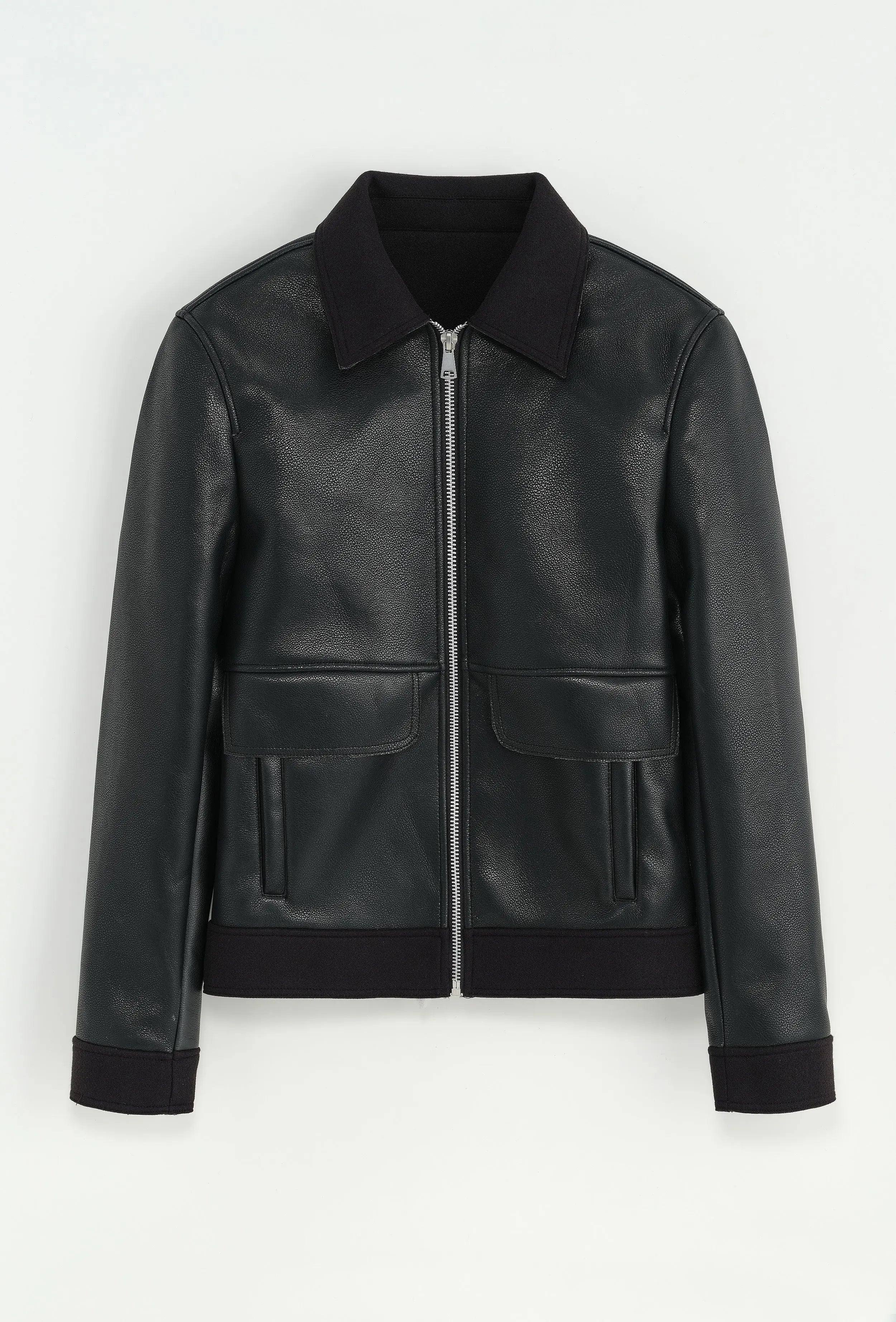 Blouson aviateur noir col classique homme bonhomme