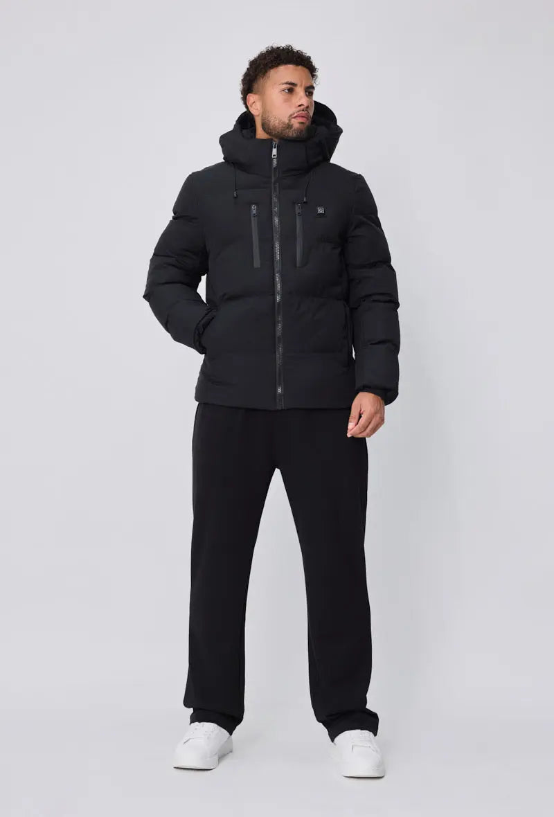 Doudoune Noire Chauffante Homme – Capuche & Zips Étanches bonhomme
