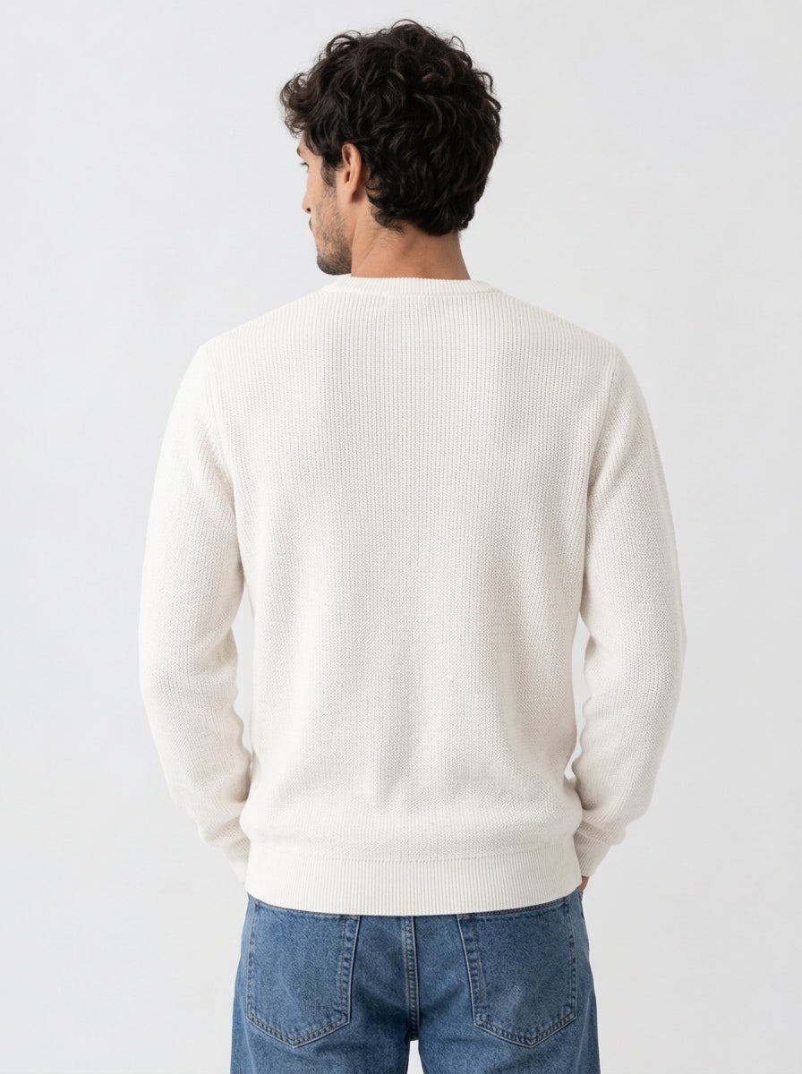 Pull Col Tunisien Homme Maille Côtelée