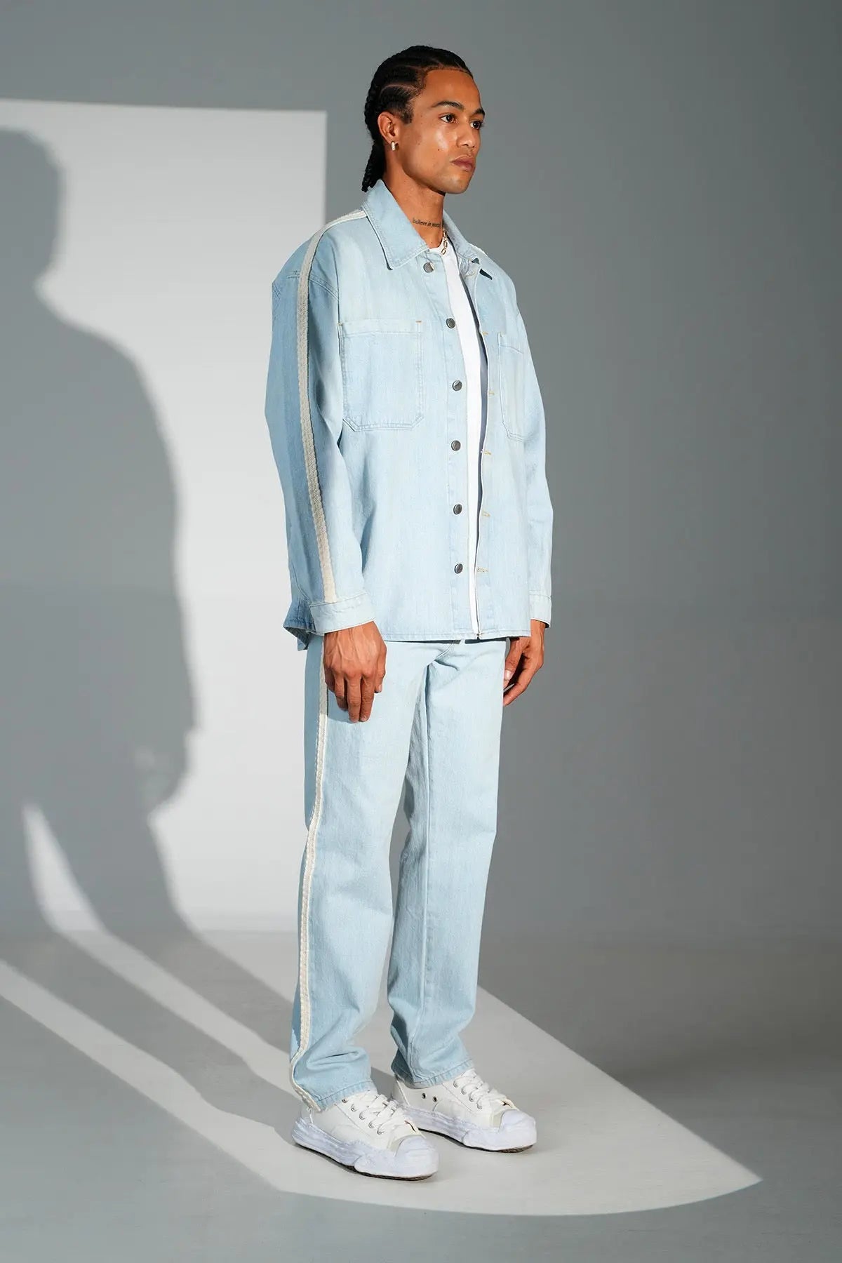 Ensemble Jean Homme Bleu Clair avec Bandes Latérales bonhomme