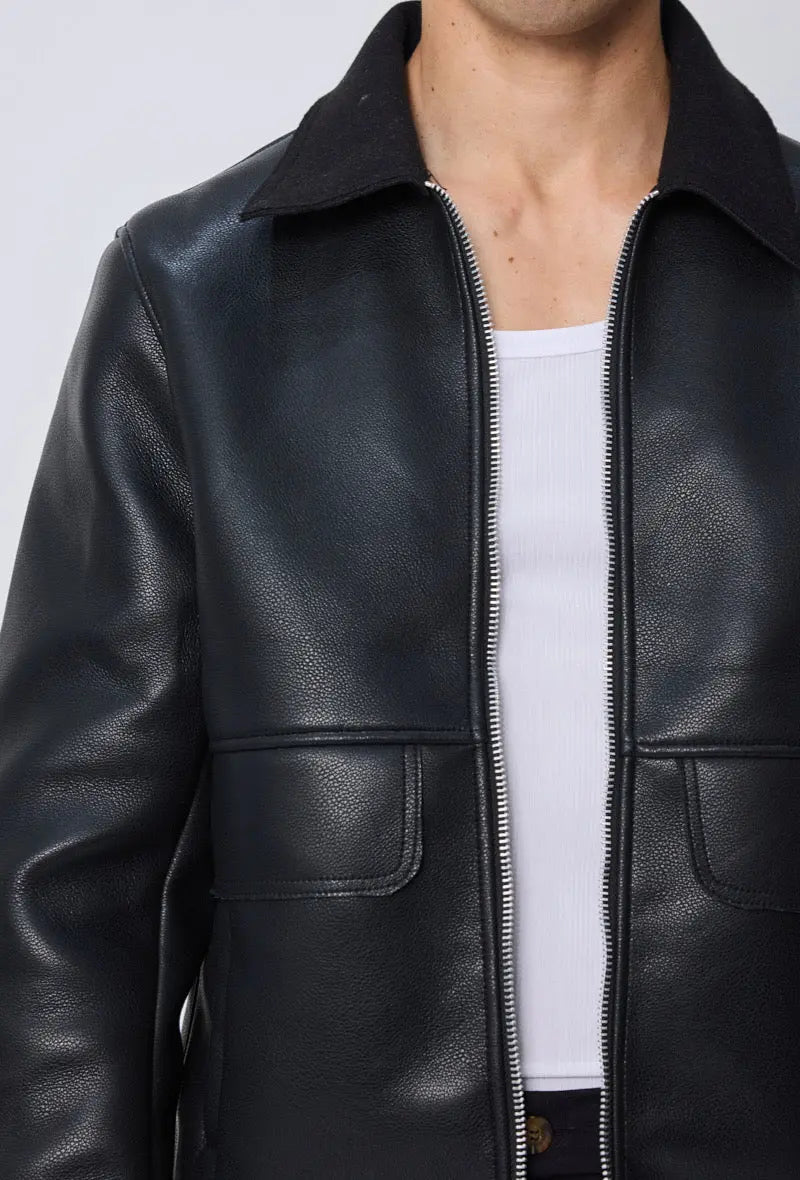 Blouson aviateur noir col classique homme bonhomme