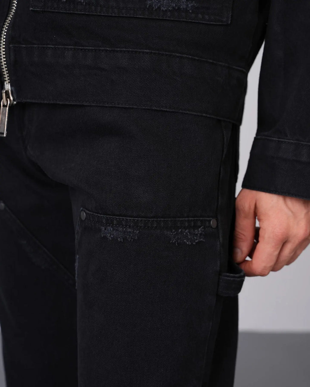 Ensemble Workwear Noir – Veste Denim & Jean Flare Carpenter bonhomme