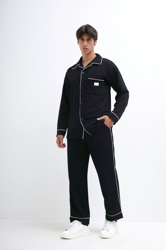 Ensemble Chemise et Pantalon Noir Style Pyjama