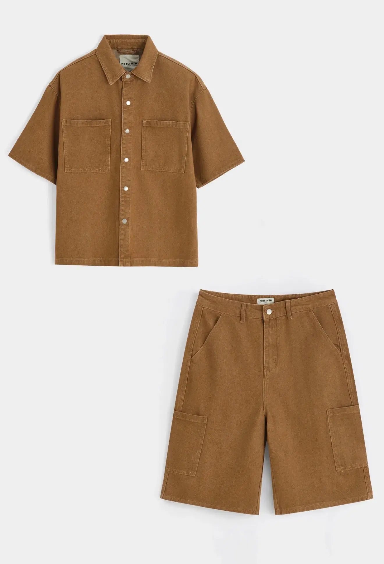 Ensemble chemise manches courtes & short cargo – coupe oversize bonhomme
