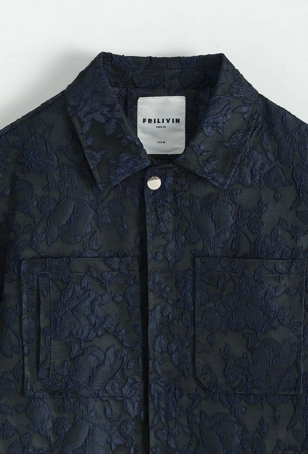 Veste homme bleu marine à motif floral brodé bonhomme