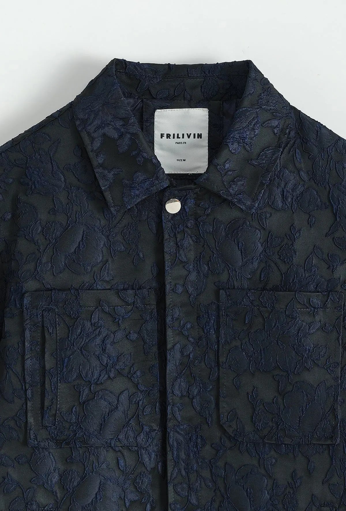 Veste homme bleu marine à motif floral brodé bonhomme