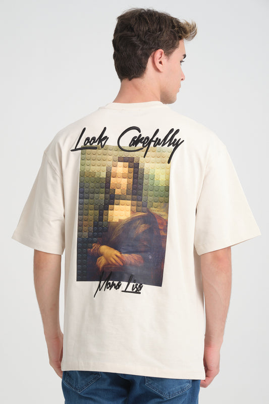 Tee Shirt Mona Lisa Beige Pixel