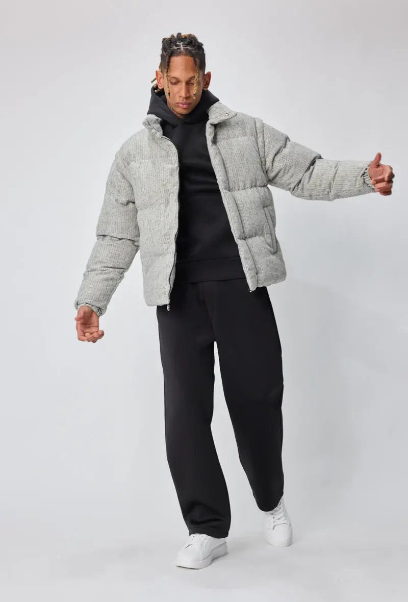 Doudoune Homme Grise Texturée – Style Urbain & Confort XXL bonhomme