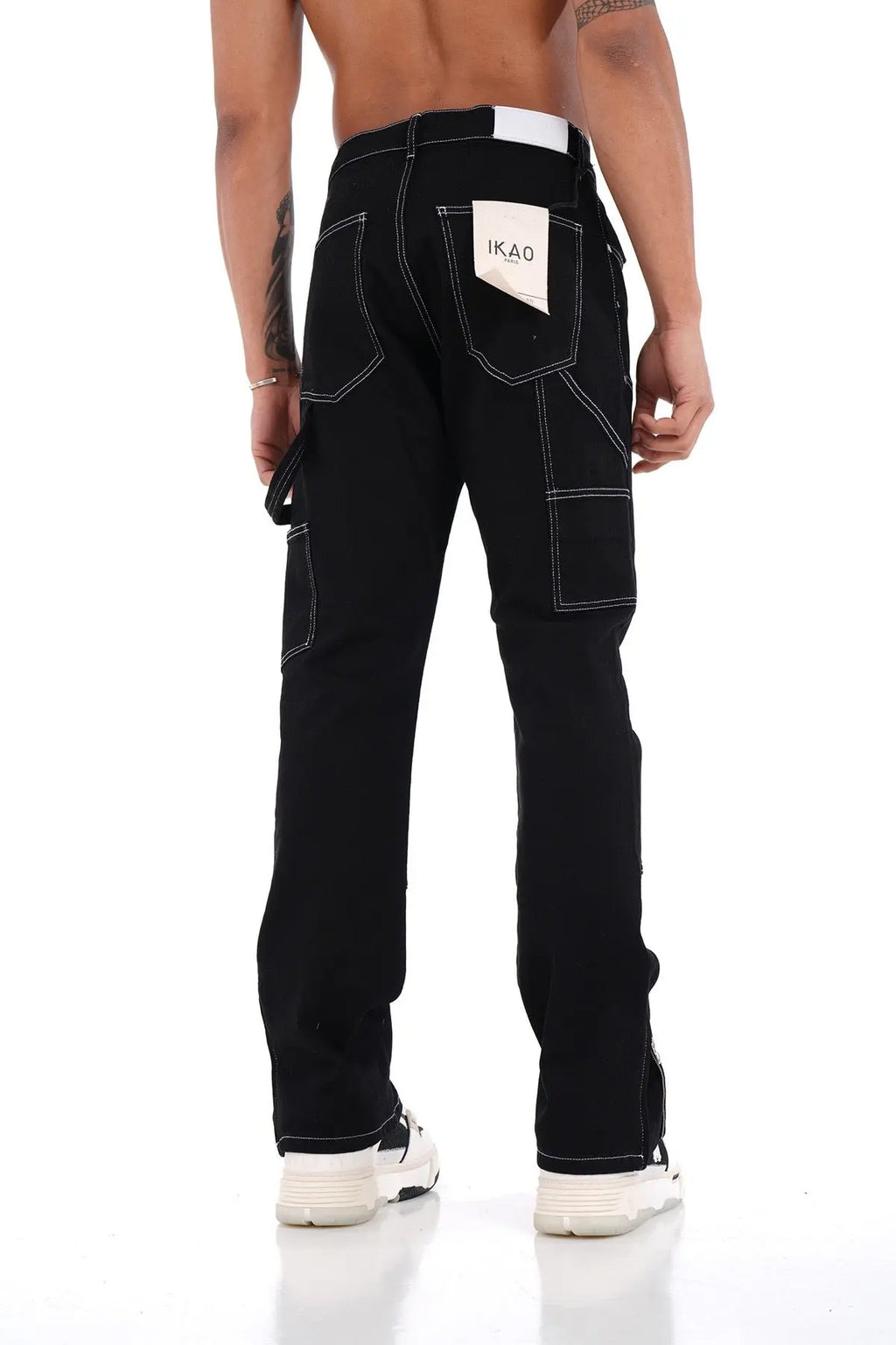 Ensemble Carpenter Noir – Veste à Gros Zip & Jean Flare 100% Coton bonhomme