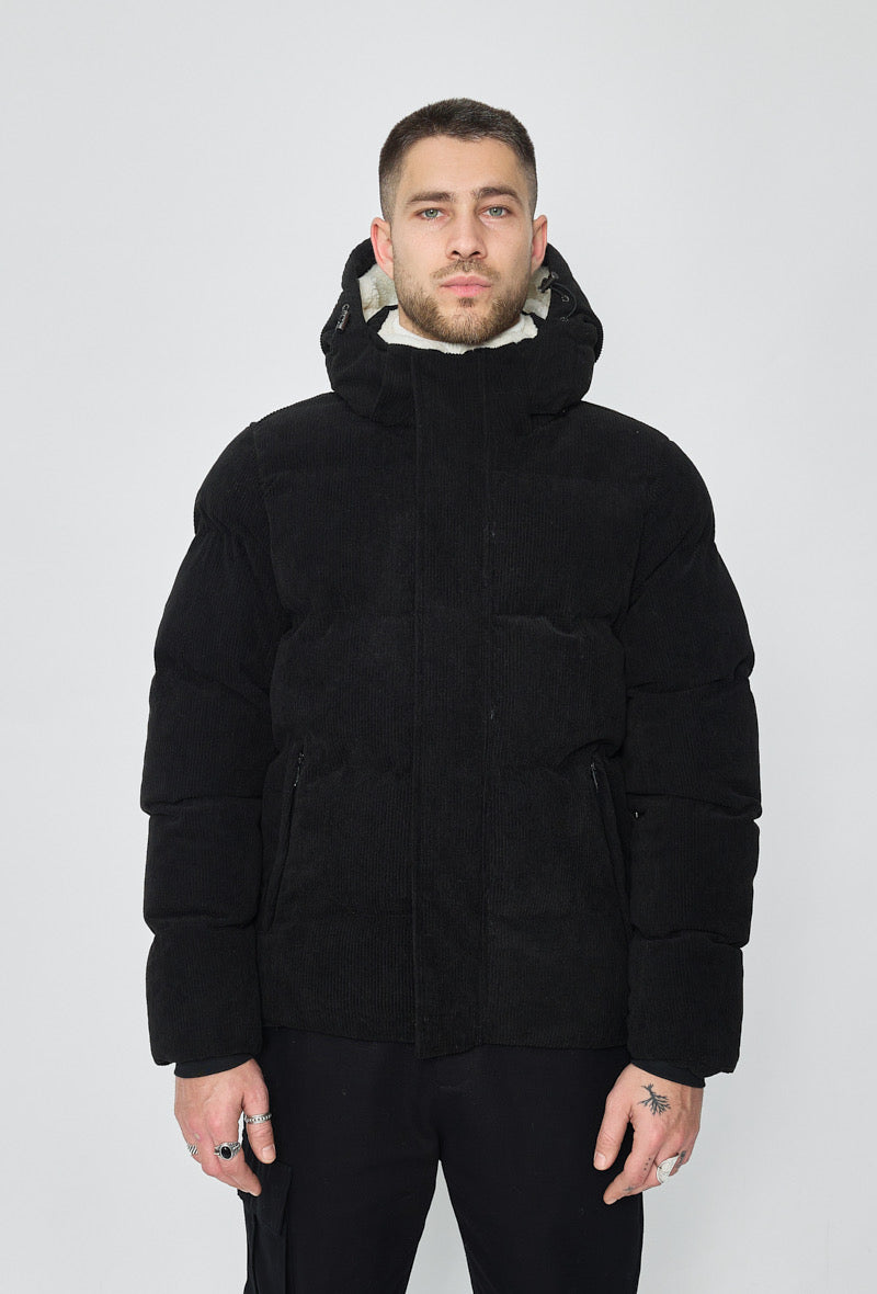 Manteau Doudoune Homme Velour Noir à Capuche