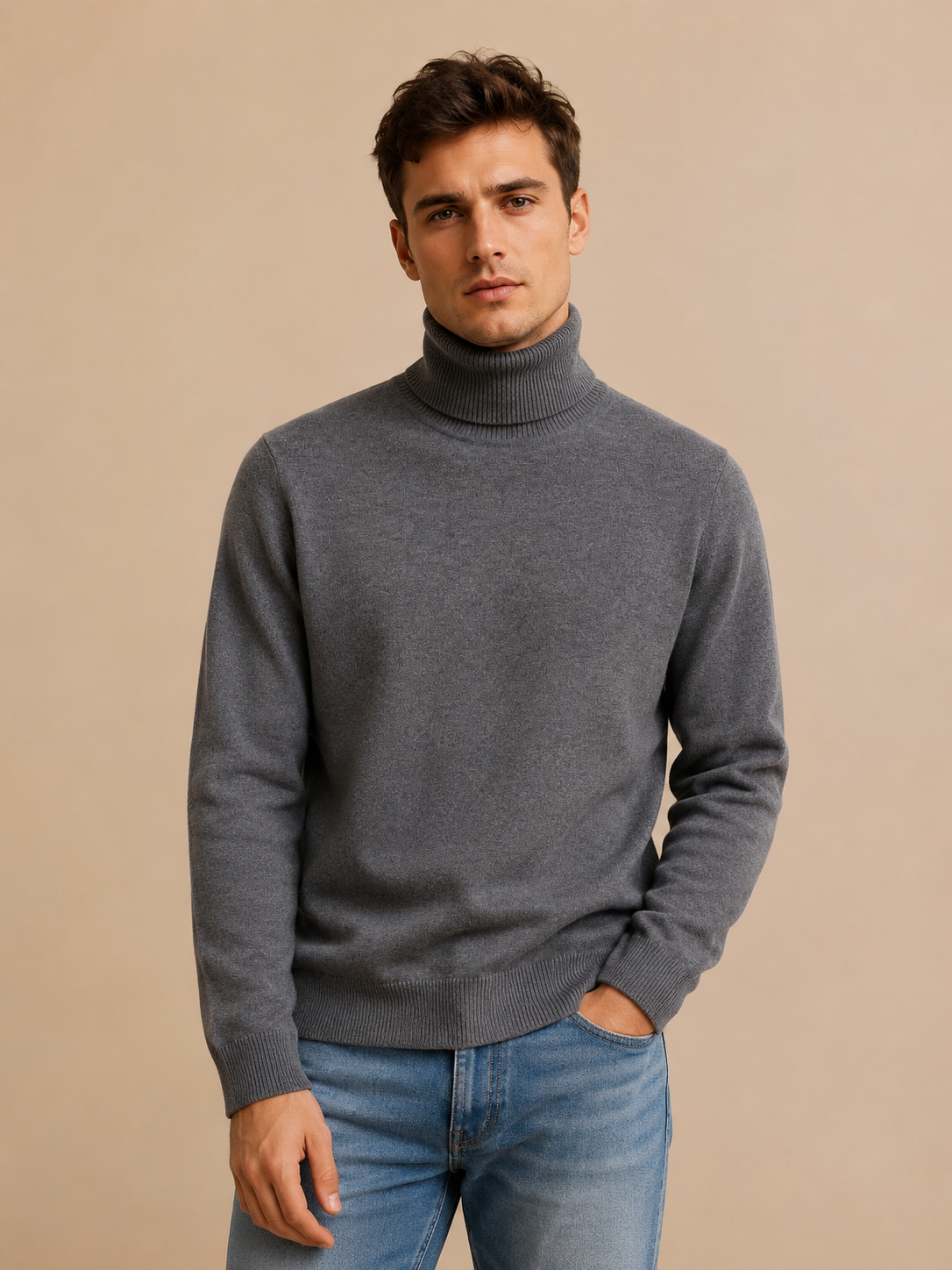 Pull homme col roulé maille – photo 7