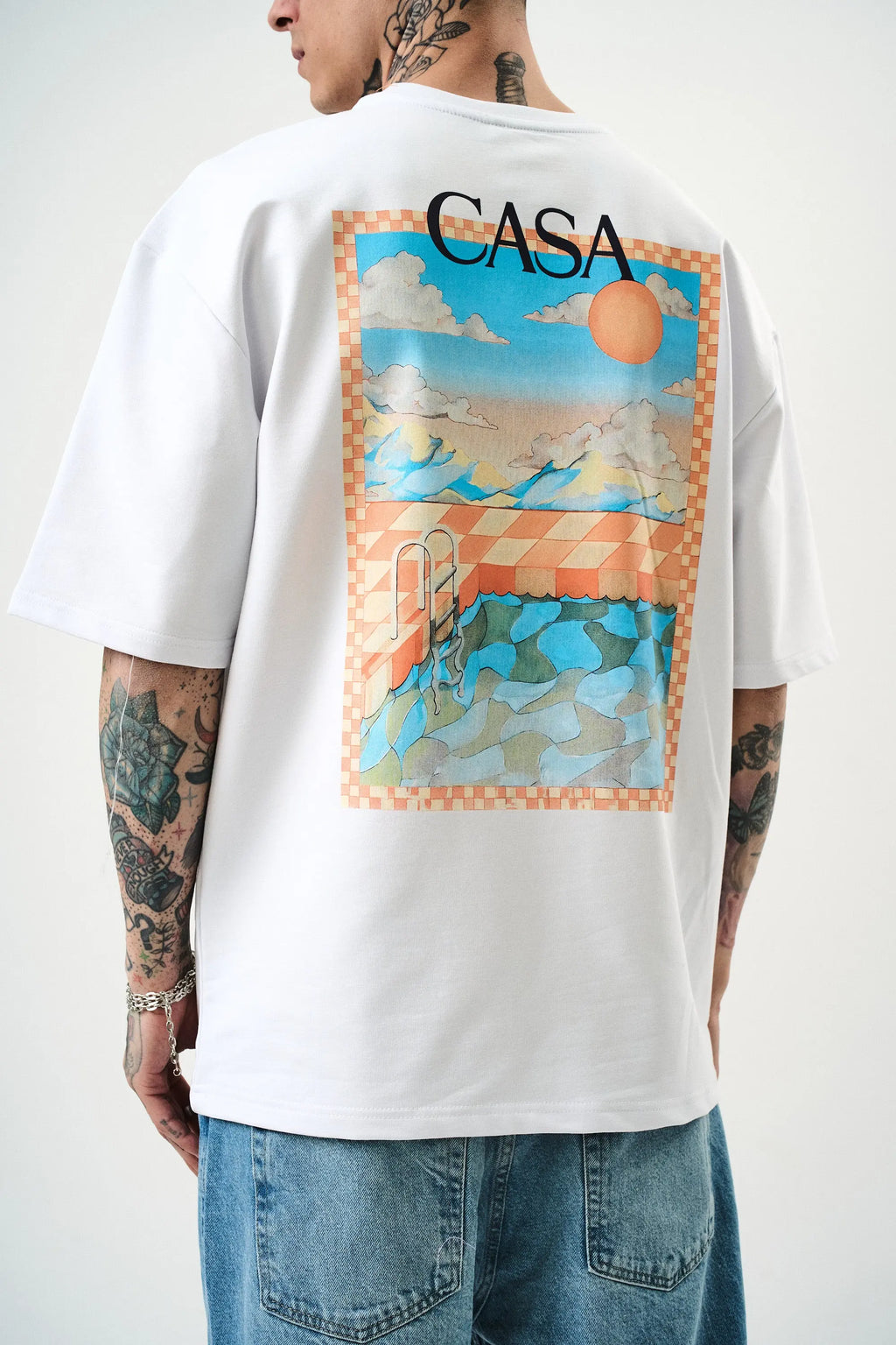 Tee Shirt Casa Piscine Blanc bonhomme