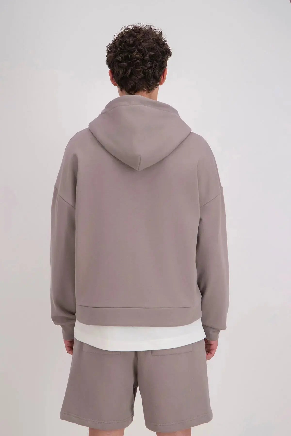 Veste Gris Coeur Blanc avec capuche et fermeture Zip bonhomme