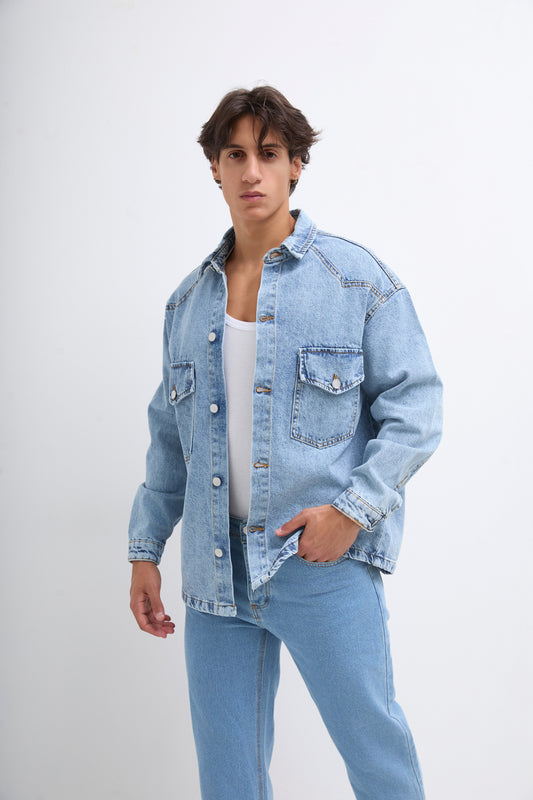 Chemise en Jeans Homme Denim Bleu