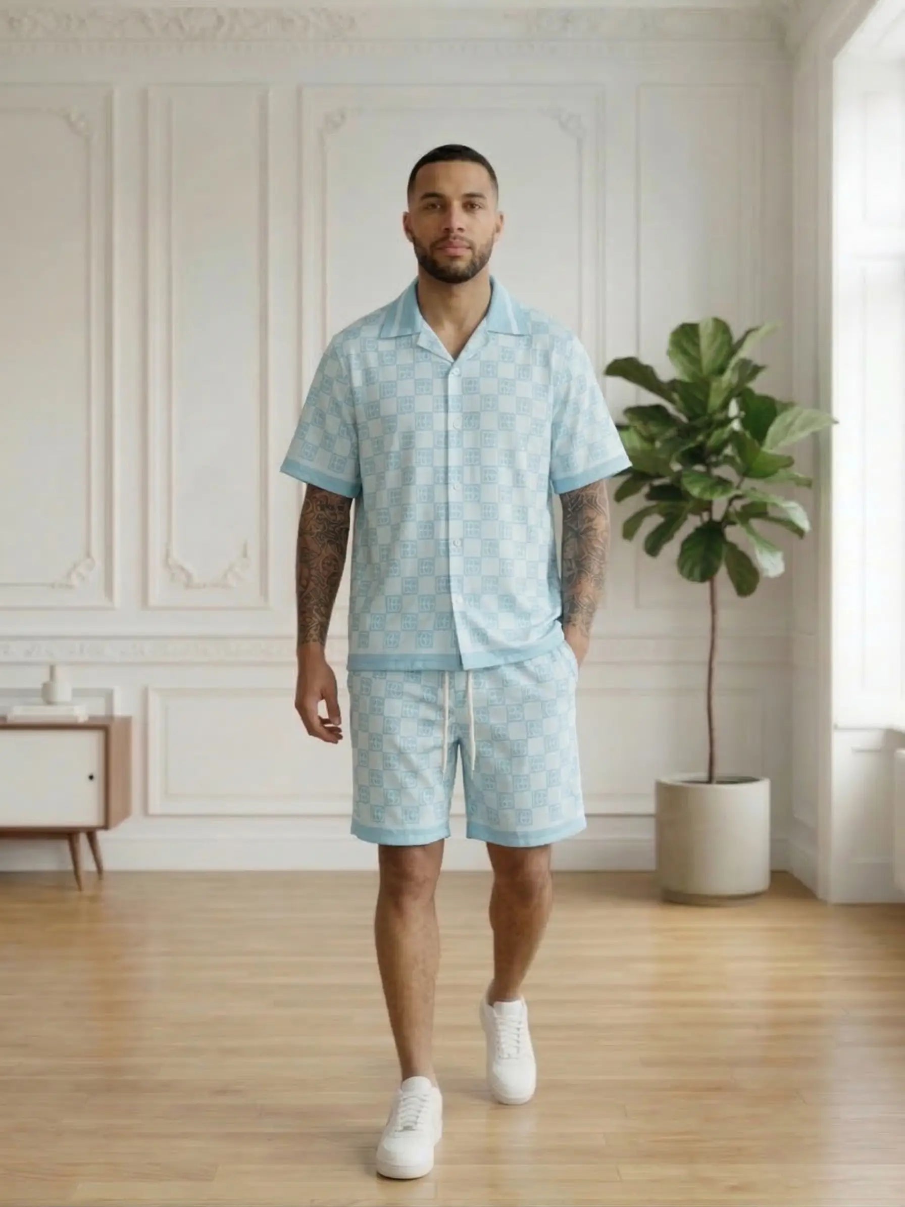 ensemble chemise et short homme imprimé bonhomme