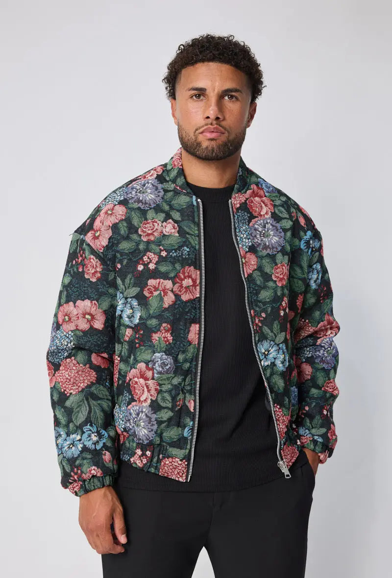 Bomber Homme Floral Noir bonhomme