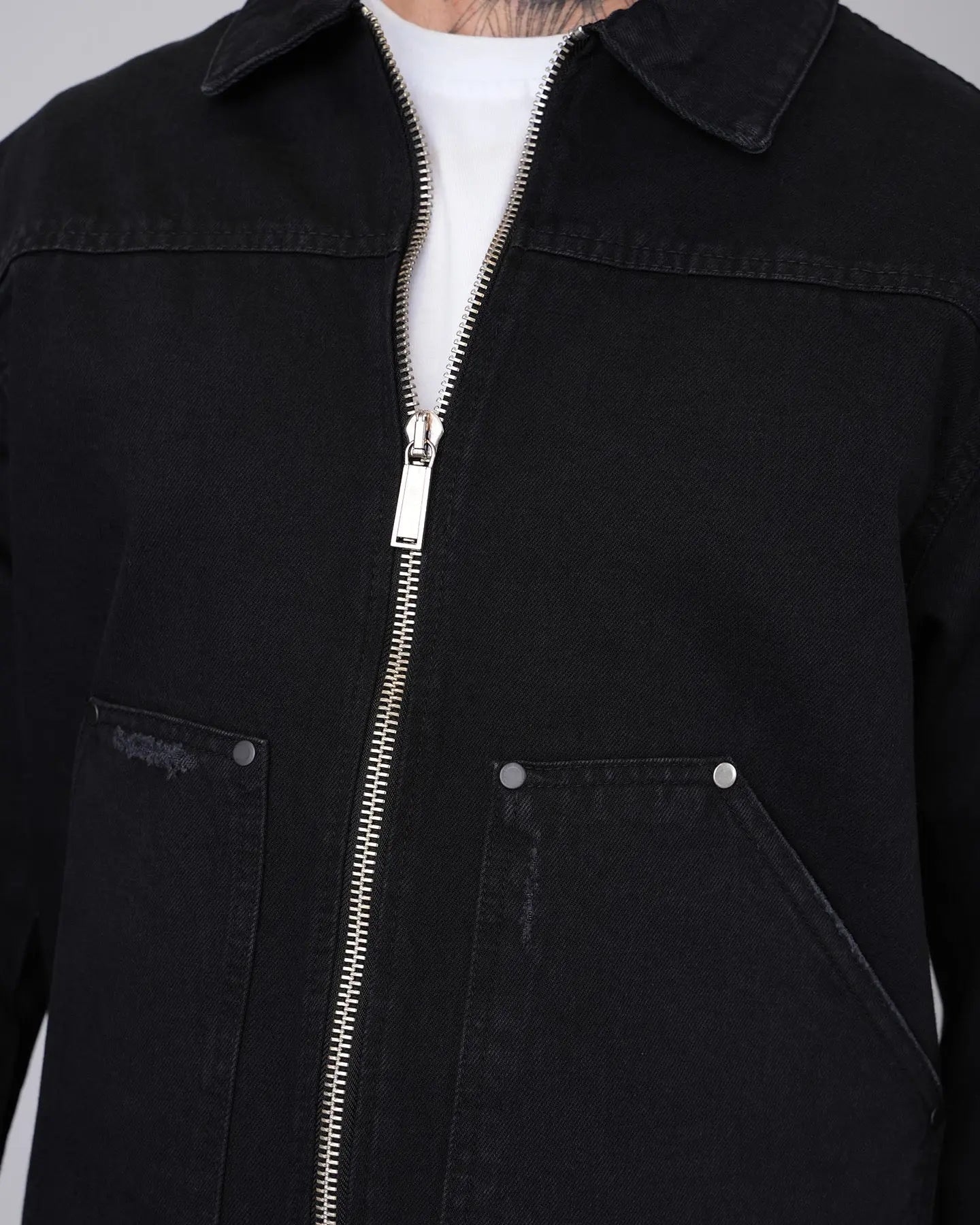 Ensemble Workwear Noir – Veste Denim & Jean Flare Carpenter bonhomme