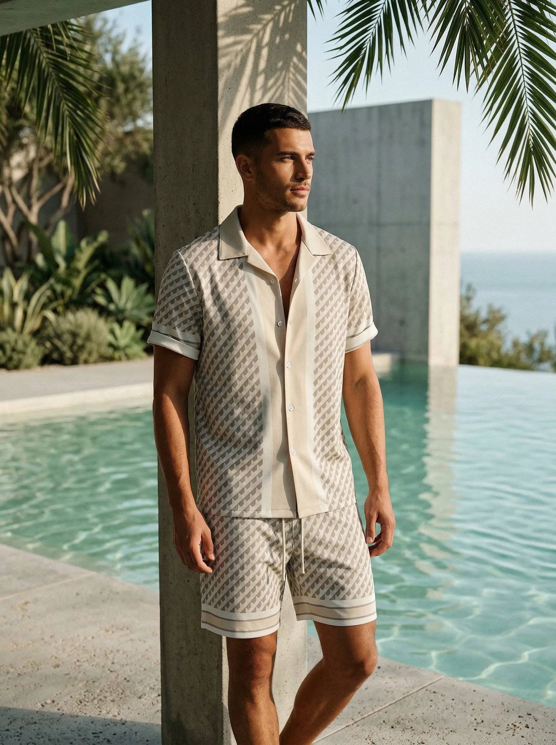 Ensemble Homme chemise & short coupe fluide été bonhomme
