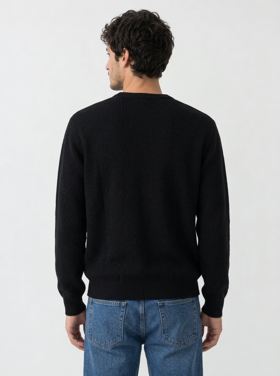 Pull Col Tunisien Homme Maille Côtelée