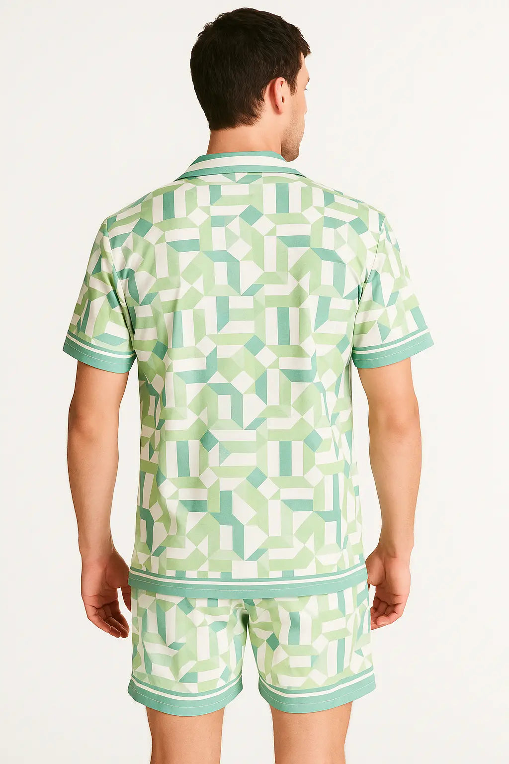 Ensemble Chemise et Short Geometrique Vert bonhomme