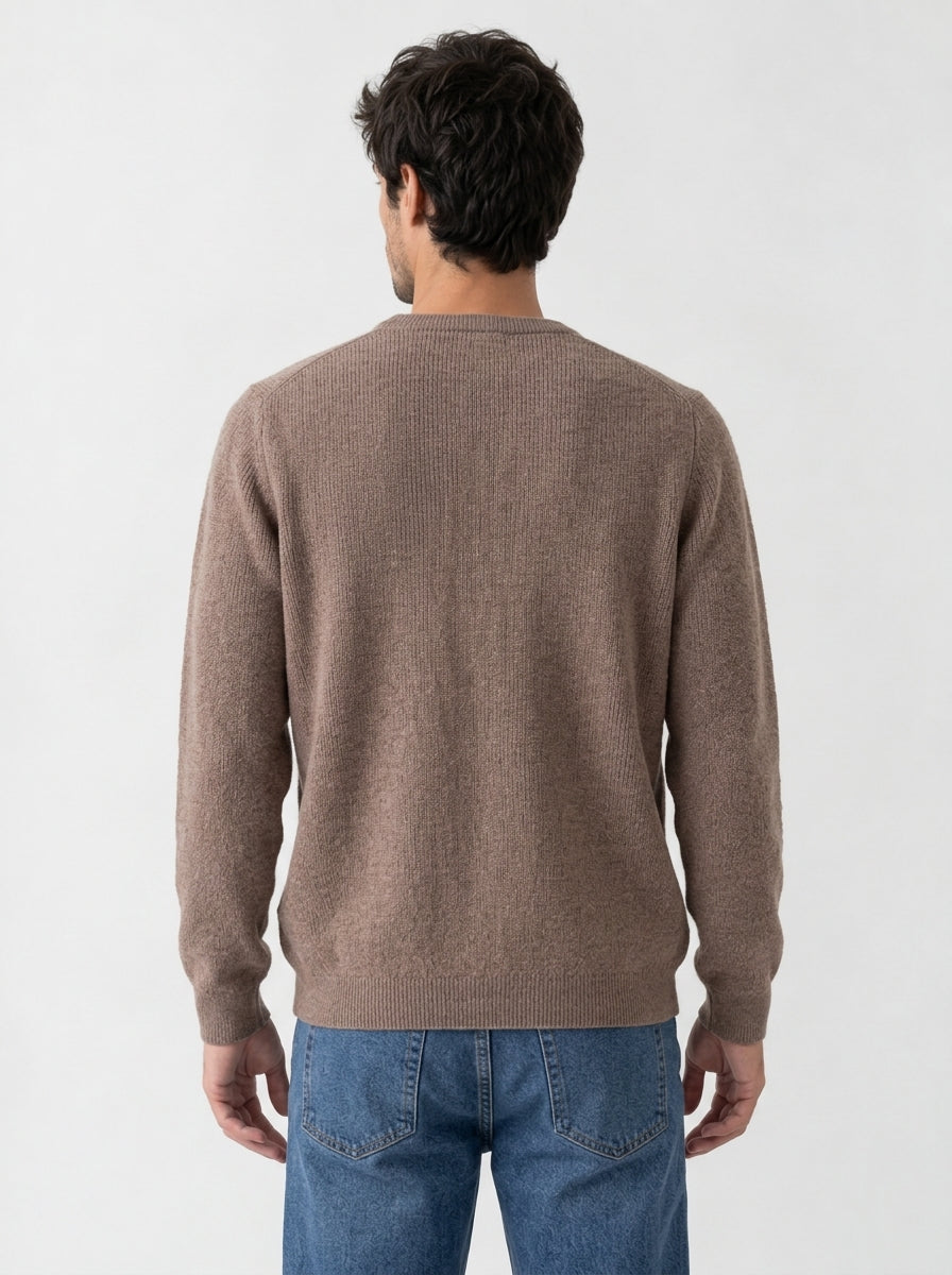 Pull Col Tunisien Homme Maille Côtelée