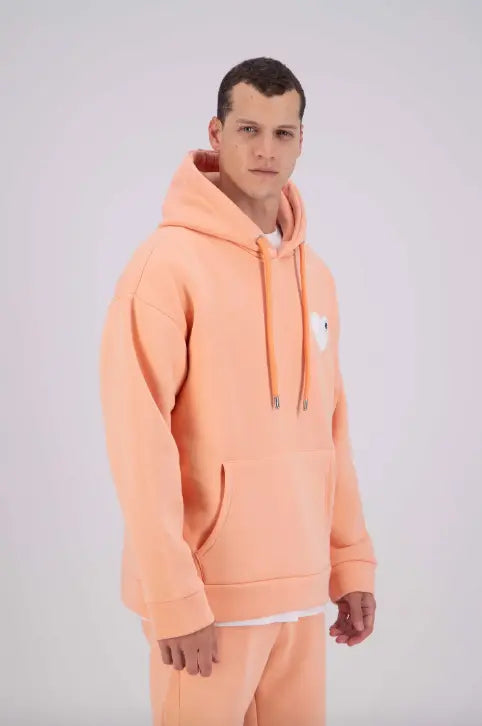 Sweat à Capuche corail avec Motif Cœur blanc Homme - bonhomme