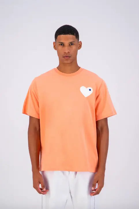 Tee shirt corail avec motif Coeur blanc Homme - bonhomme