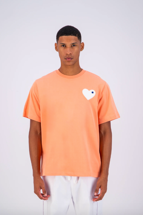 Tee shirt corail avec motif Coeur blanc Homme