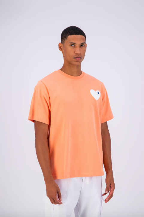 Tee shirt corail avec motif Coeur blanc Homme