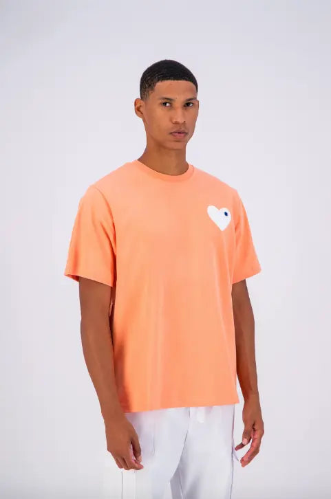 Tee shirt corail avec motif Coeur blanc Homme - bonhomme