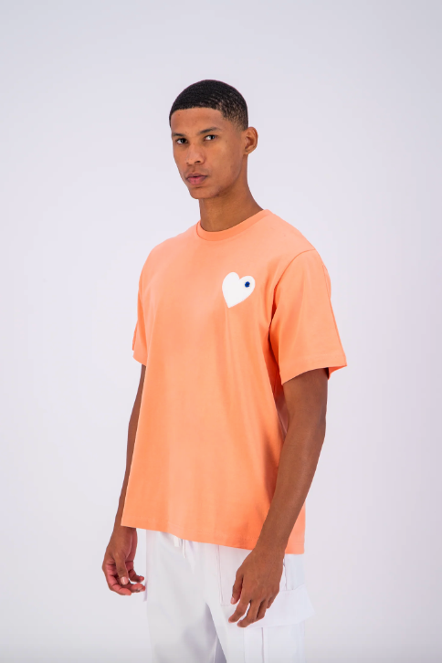 Tee shirt corail avec motif Coeur blanc Homme