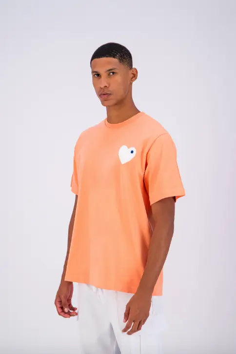 Tee shirt corail avec motif Coeur blanc Homme - bonhomme