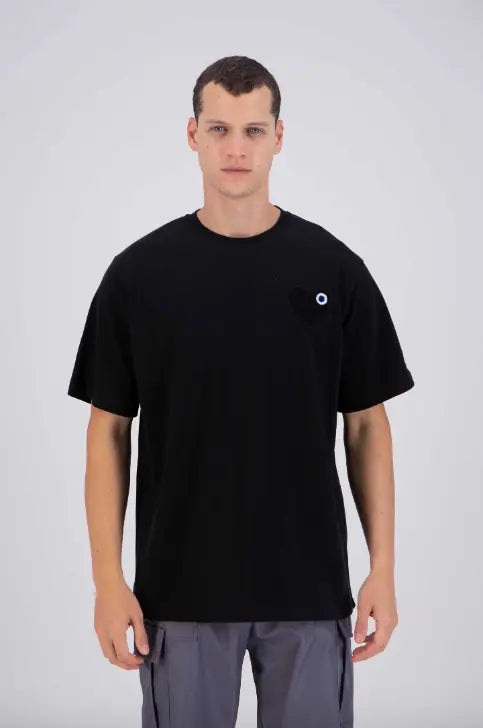 Tee shirt noir avec motif Coeur noir Homme - bonhomme