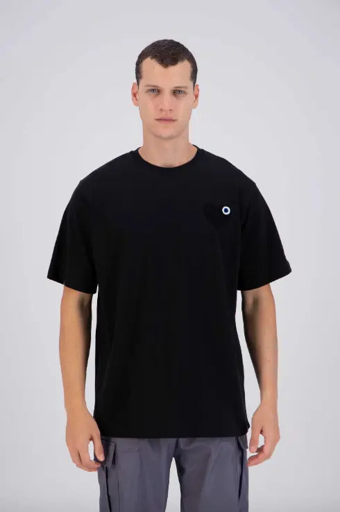 Tee shirt Noir avec motif Coeur Noir Homme bonhomme