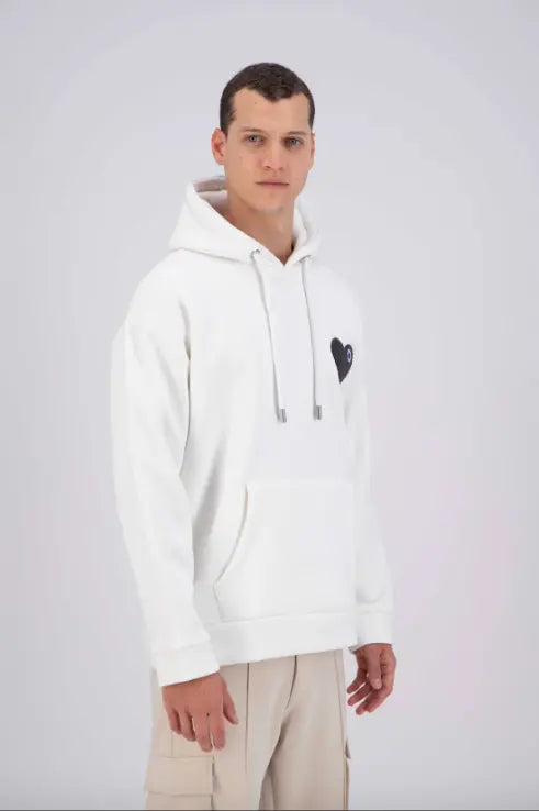 Sweat capuche Blanc avec cœur Gris - bonhomme