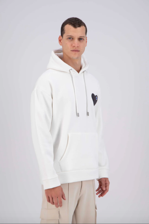 Sweat capuche Blanc avec cœur Gris