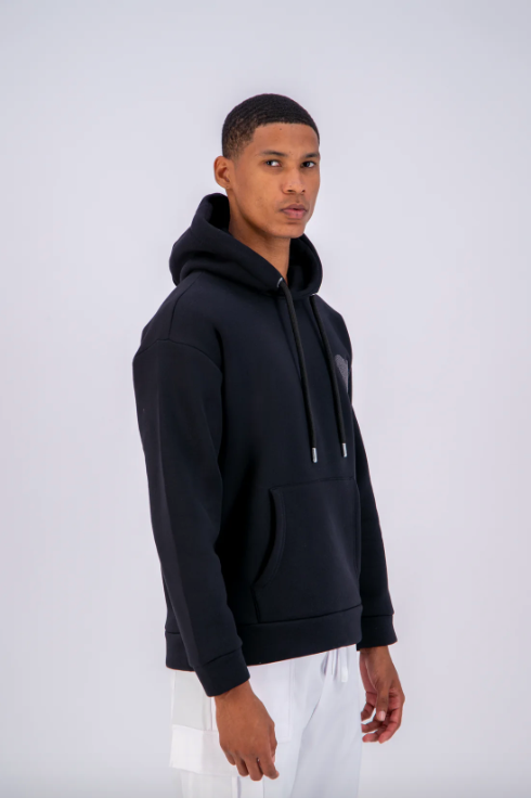 Sweat capuche Noir avec cœur Gris