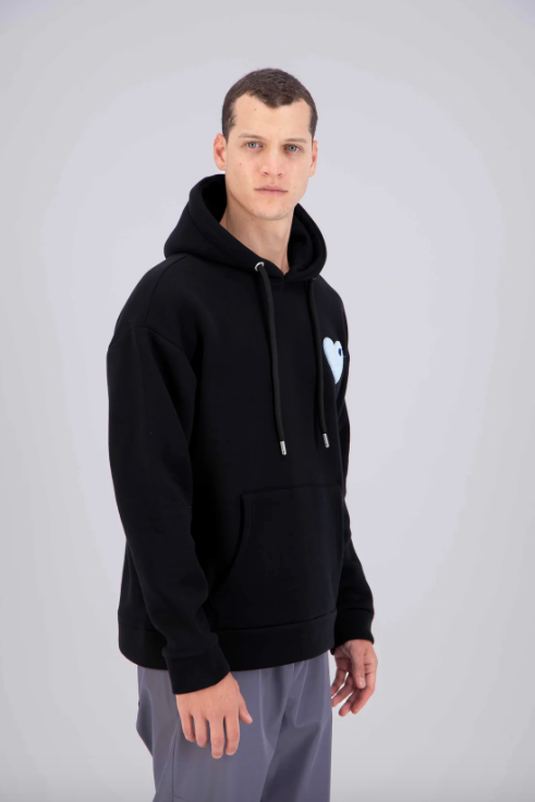 Sweat capuche Noir avec cœur Blanc