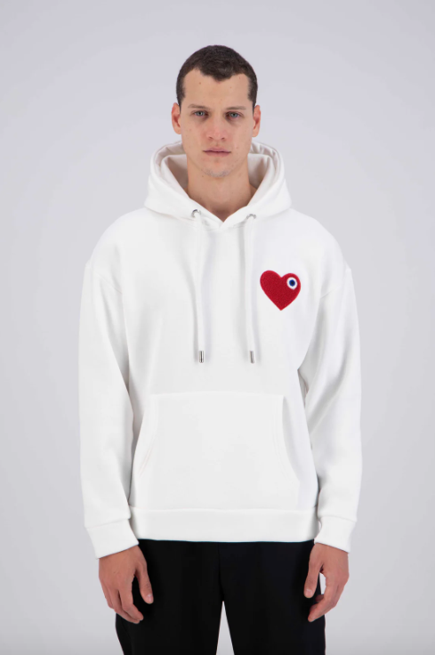 Sweat capuche Blanc avec cœur Rouge