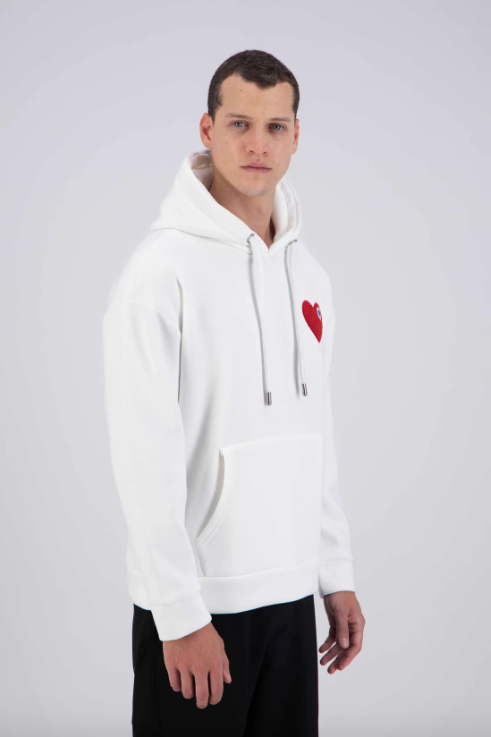 Sweat capuche Blanc avec cœur Rouge