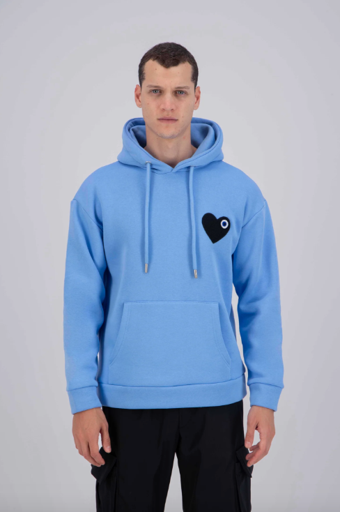 Sweat capuche Ciel avec cœur Noir