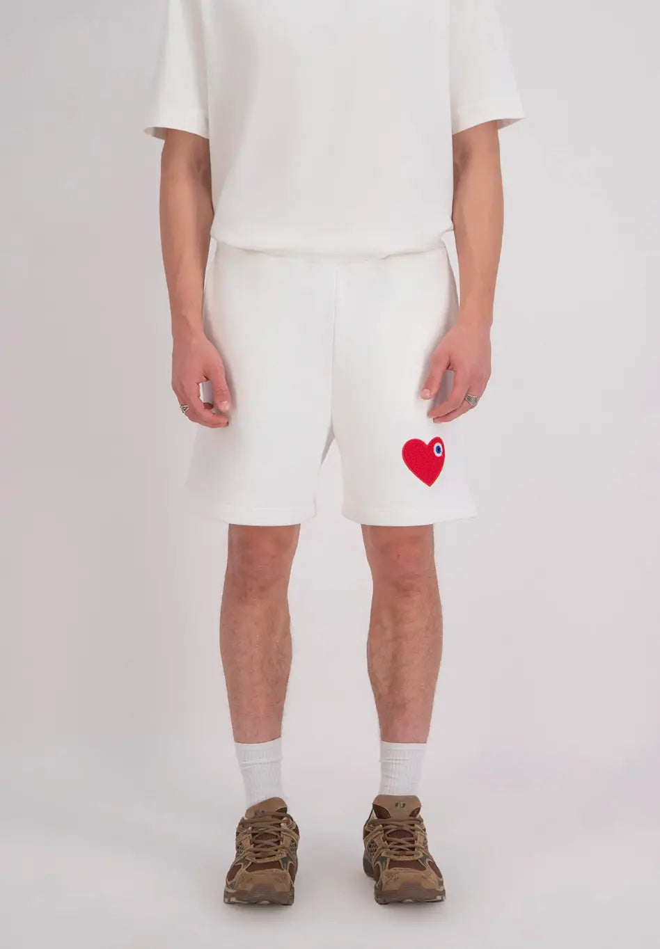 Short Molleton Coeur Blanc Rouge bonhomme