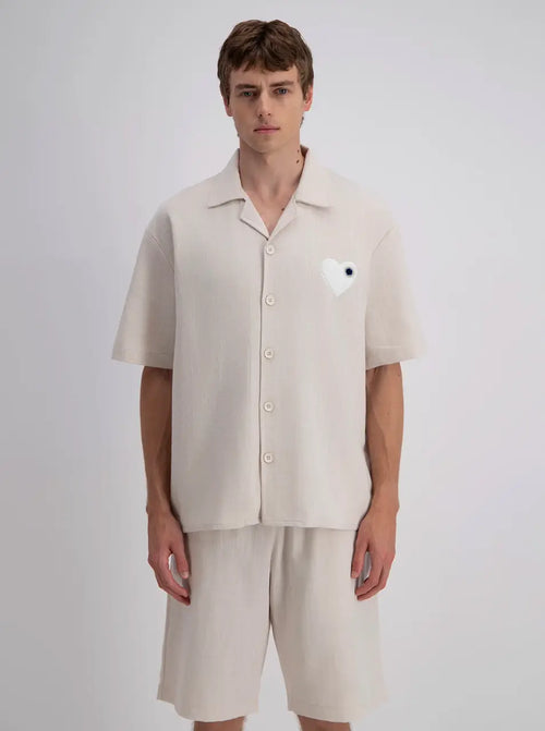 Chemise Beige Coeur Blanc - bonhomme